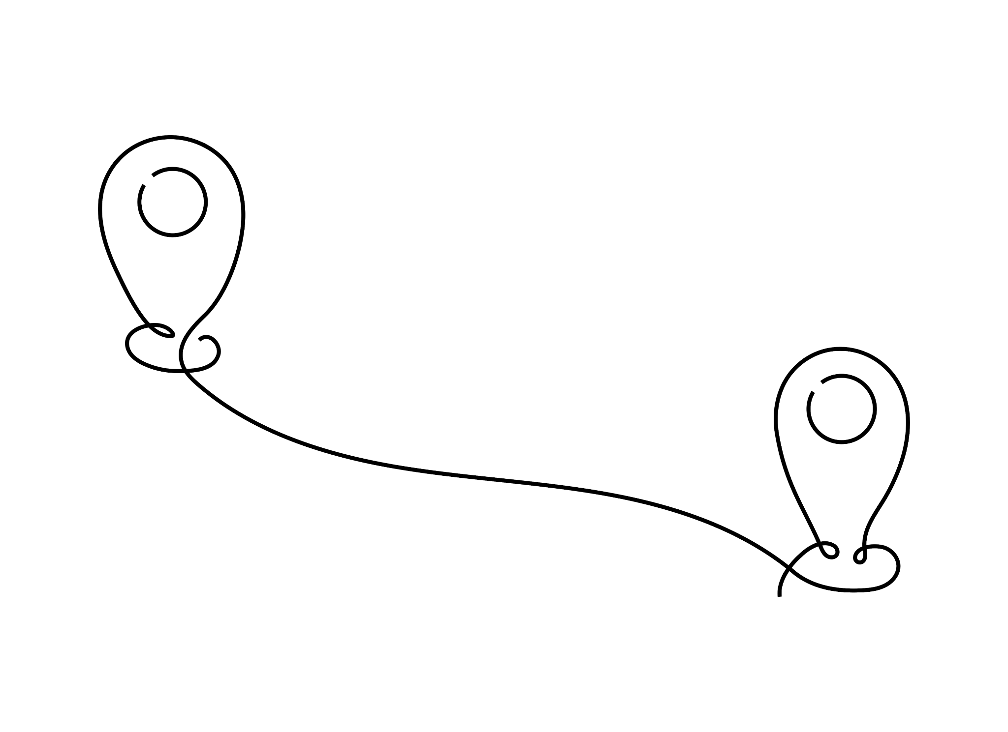 Minimalist line drawing of two connected location pins - symbolizing guidance and direction